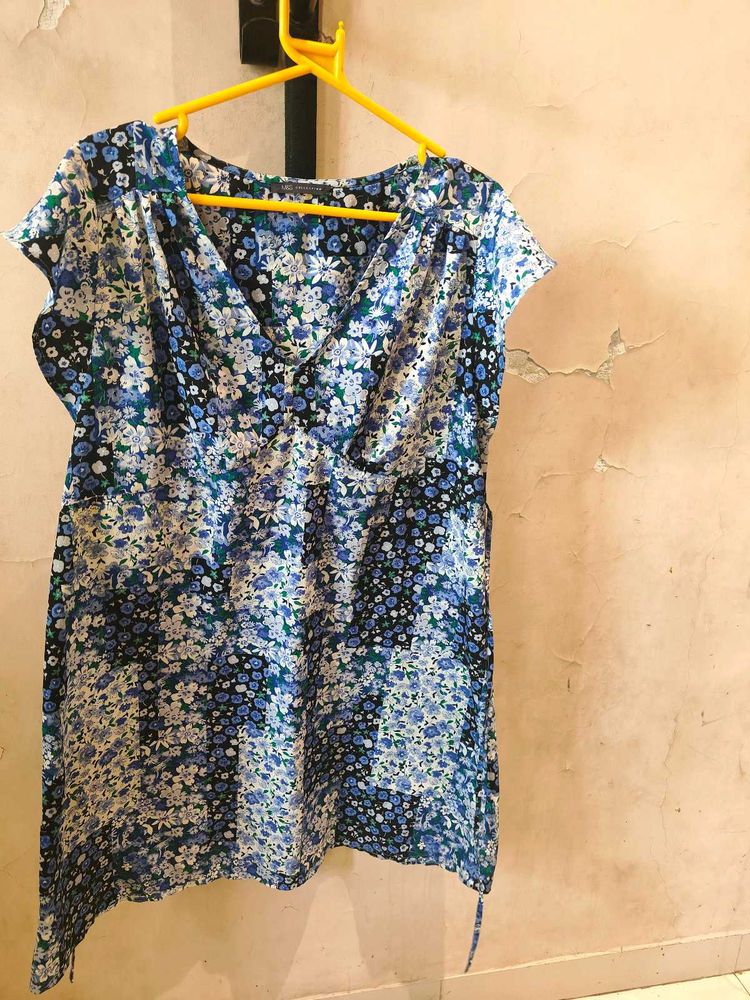 Blue Floral Print Dress