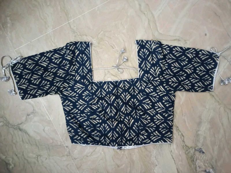 Navy Blue Printed Blouse