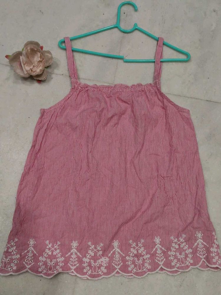 Chic Striped Cami Top with Embroidery