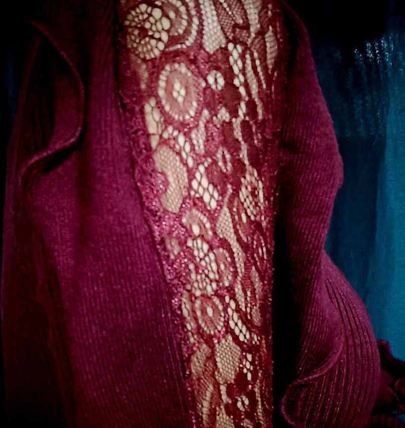✨PRICE DROP ✨Maroon Ribbed Mini Dress with Lace
