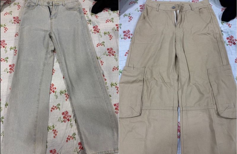 Set of Two Trendy Wide Leg &amp; Cargo Pants