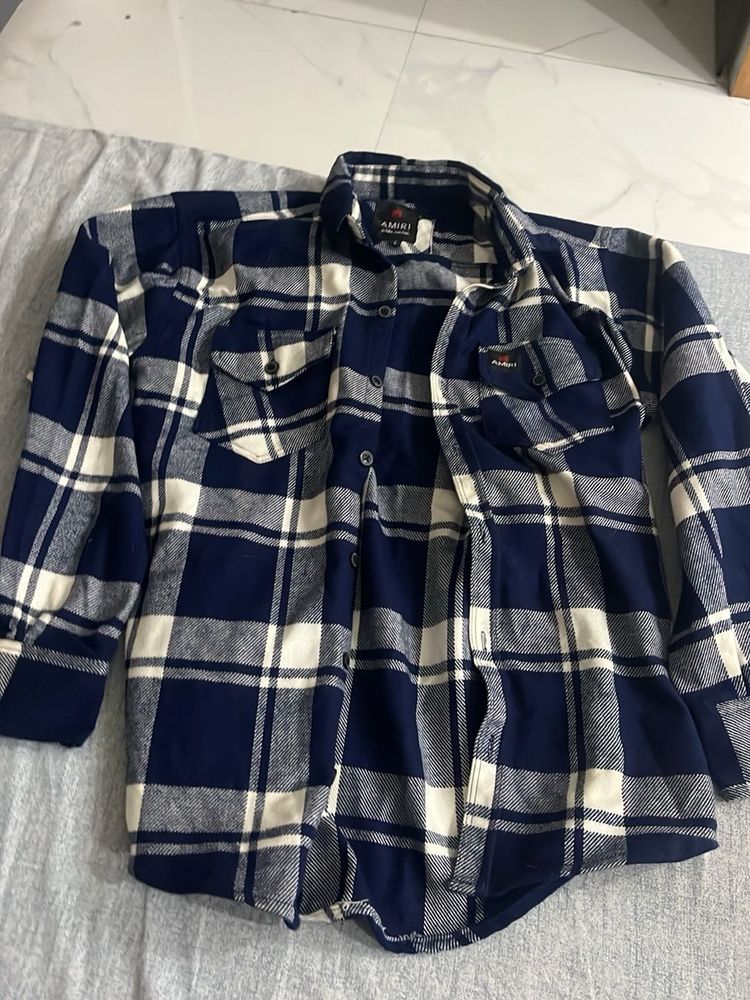 Classic Blue Plaid Flannel Shirt