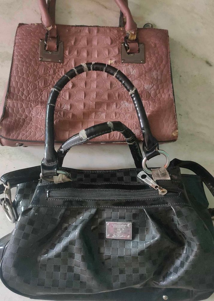 Two Women's Handbags - Pink and Black