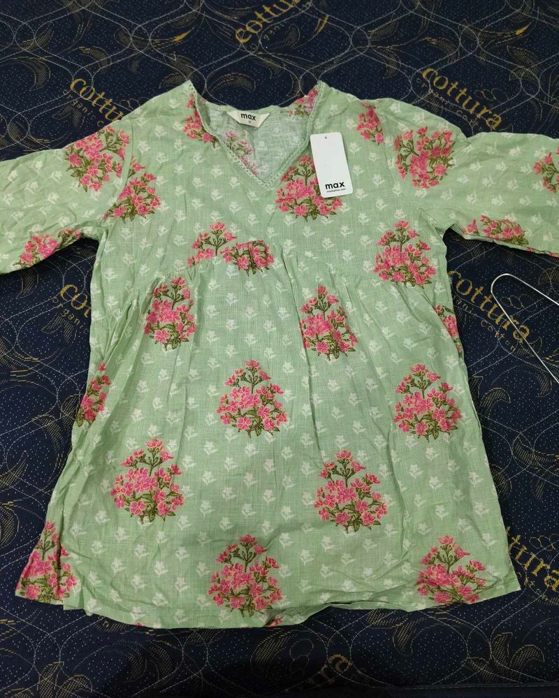 Light Green Floral Print Kurta