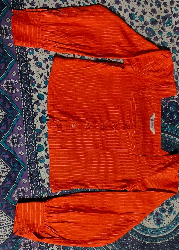Square Neck Orange Cotton Top