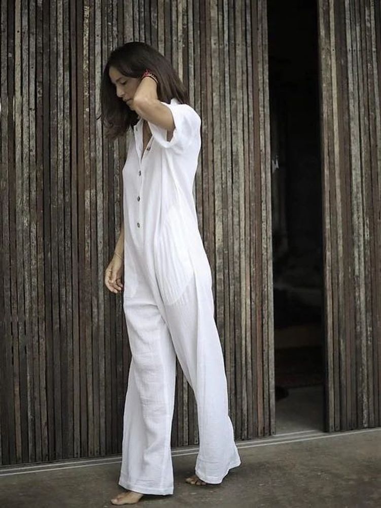 White Cotton Jumpsuit