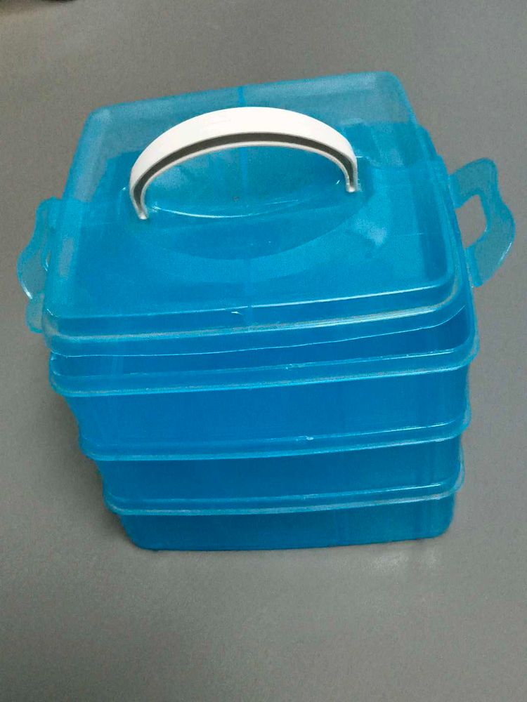 Blue Stackable Storage Container with Handle