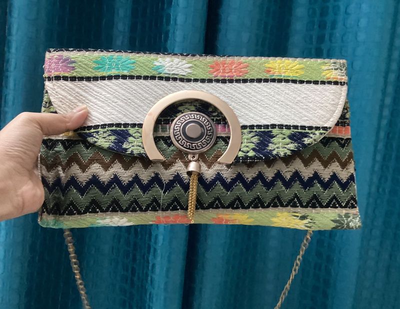 Boho Embroidered Clutch Bag