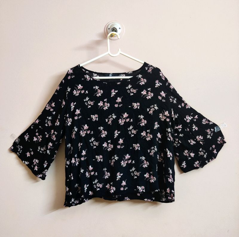 🔥BUY1GET1🔥Black Floral Top For Women
