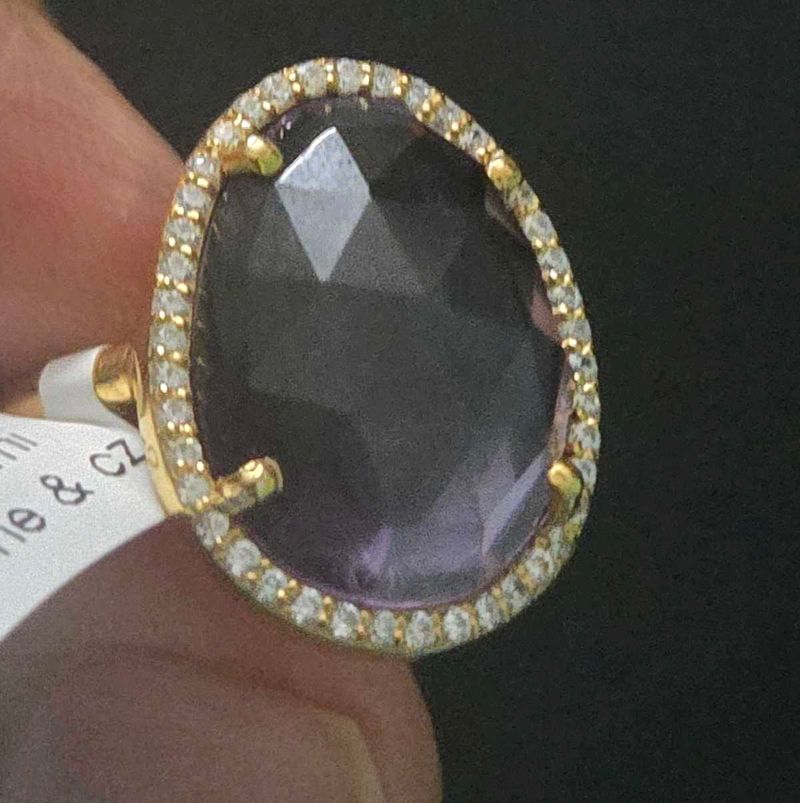 Oval Crystal Halo Ring SS925 Amethyst