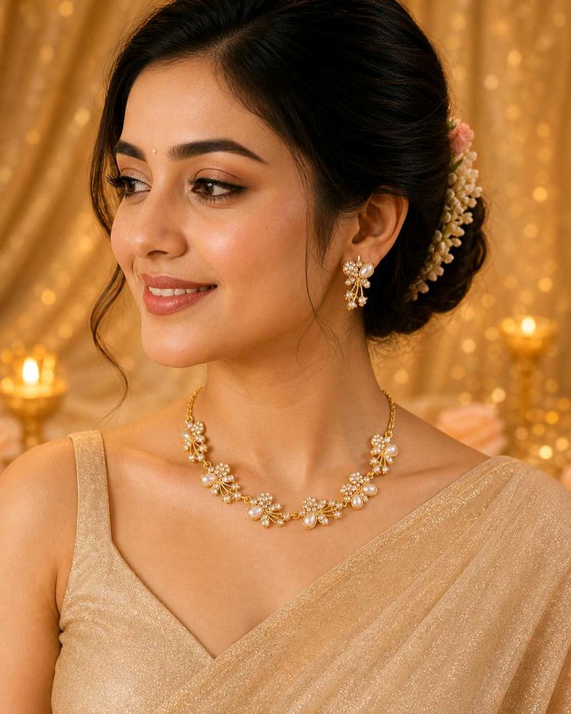 Elegant Pearl &amp; Crystal Necklace Set
