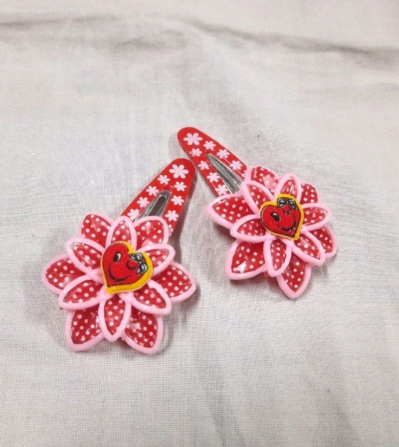 ❤️Y2k Flower Heart Hairclip Wink Face Emoji Hair Clips In Red &amp; Pink Color Flower Hair clip Aesthetic Hair accessories Trendy &amp; Stylish New Unused Cute Hair Clips For Kids Childrens Girls Teens