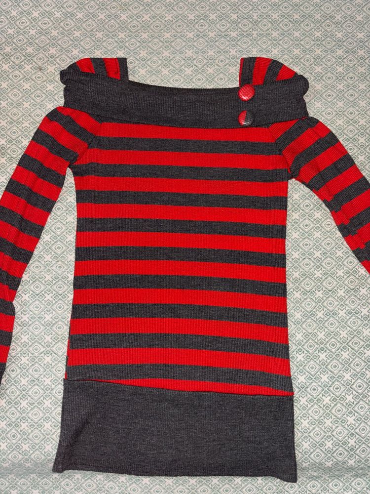 Striped Long Sleeve Tunic Top