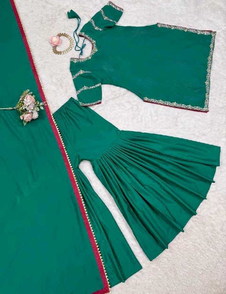 Elegant Green Kurta Set with Sharara