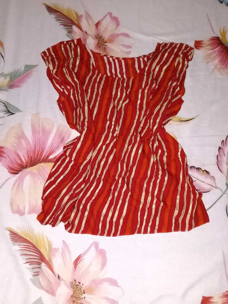 Red Striped Kurta