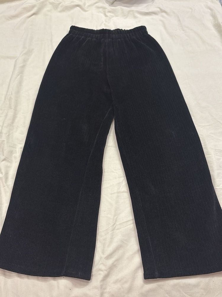 Black Corduroy Wide Leg Pants