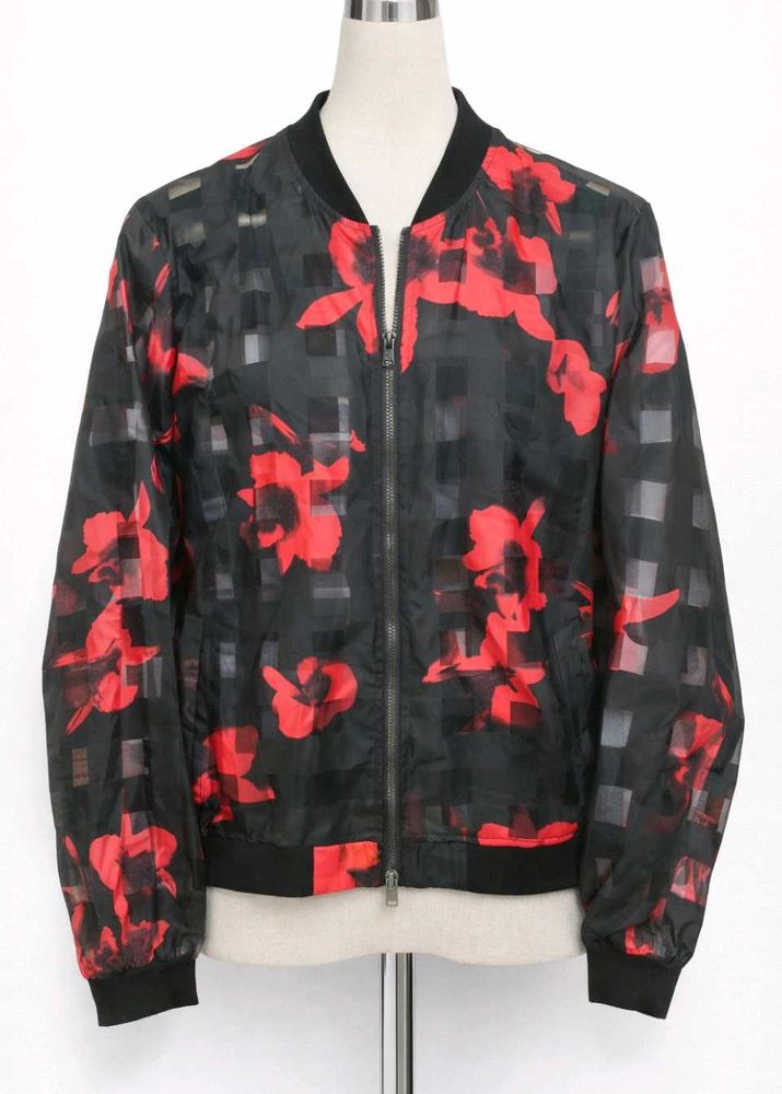 Sheer Floral Bomber Jacket