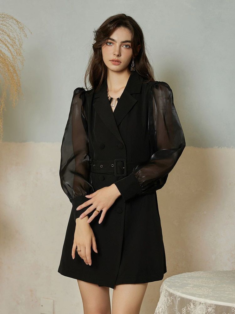 Chic Black Double-Breasted Dress