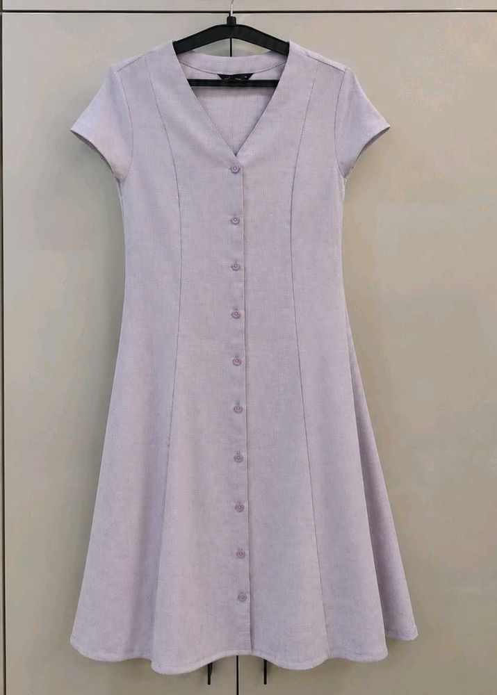 Light Purple Button-Up Midi Dress