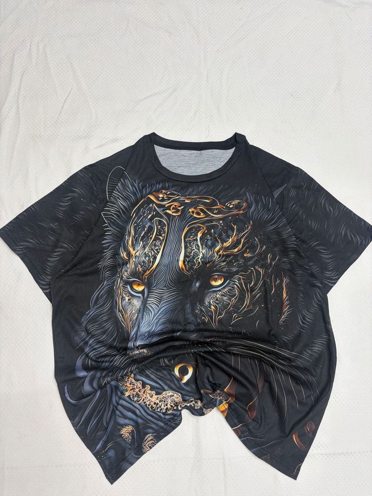 Men's Graphic T-Shirt - Black Wolf Print