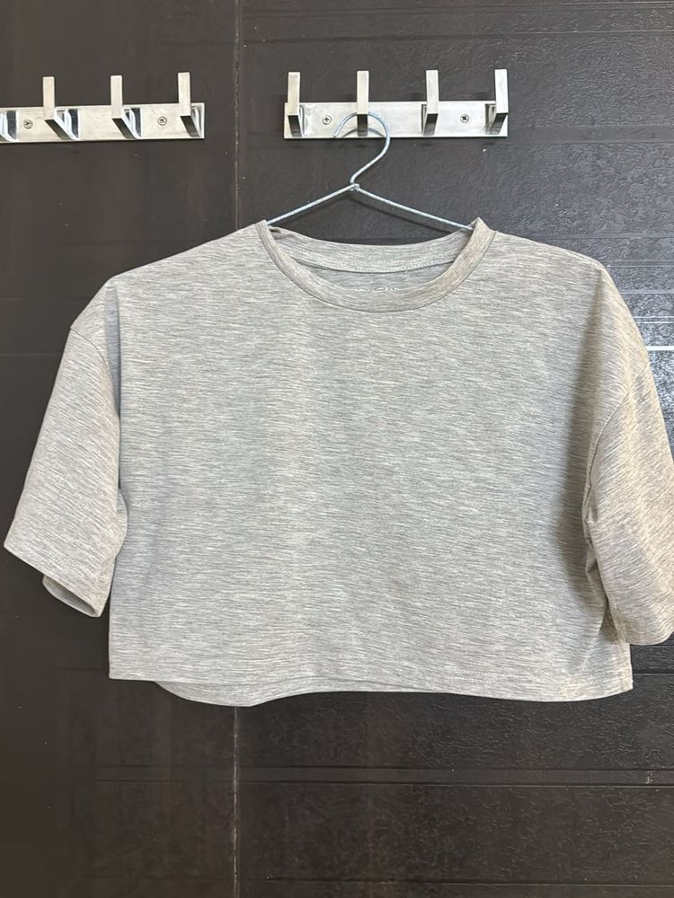 Grey Cropped T-Shirt