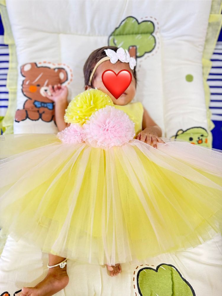 Adorable Yellow Tulle Baby Dress