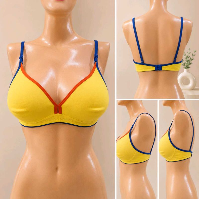 Vibrant Yellow Bra with Contrasting Trim