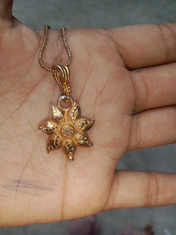 Gold-Plated Floral Pendant Necklace