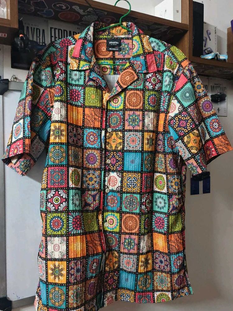 Vibrant Bohemian Print Short Sleeve Shirt
