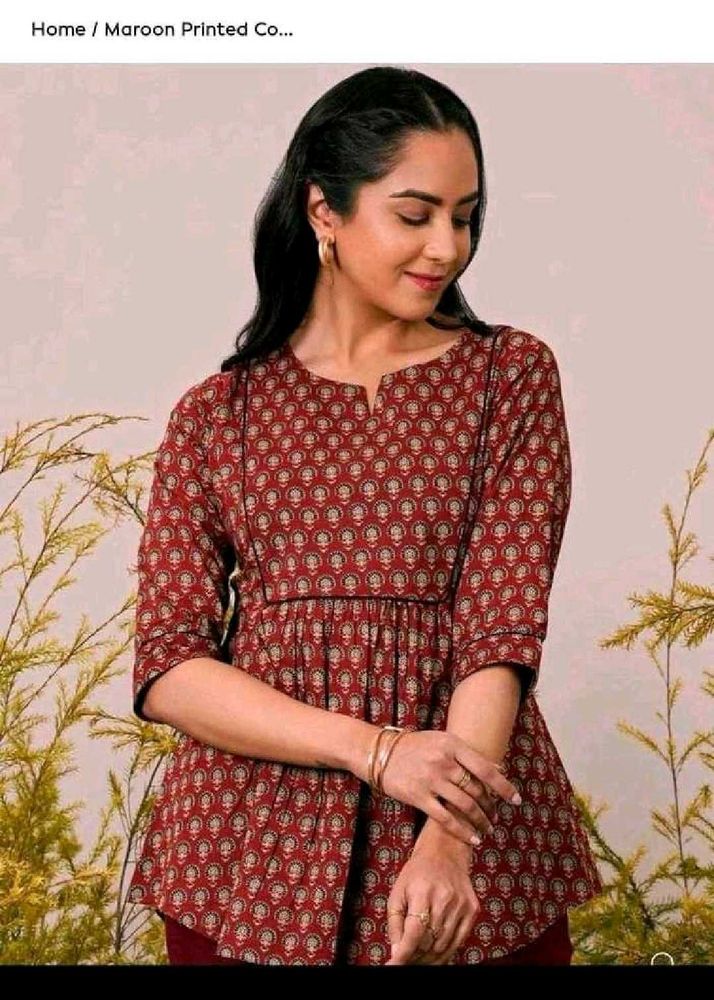 Maroon Printed Kurti