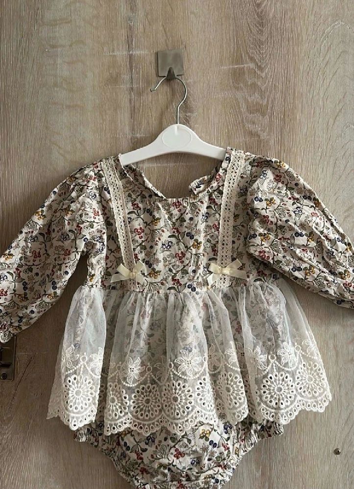Adorable Floral Baby Romper with Lace