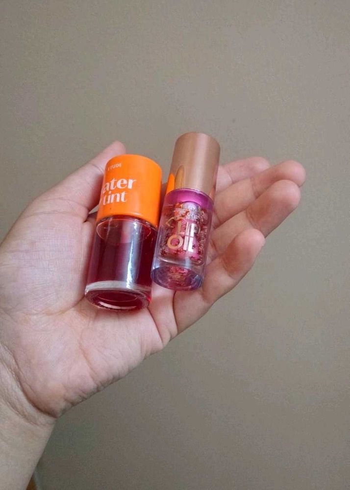 Etude Orange🧡tint+ Pink💕lip oil