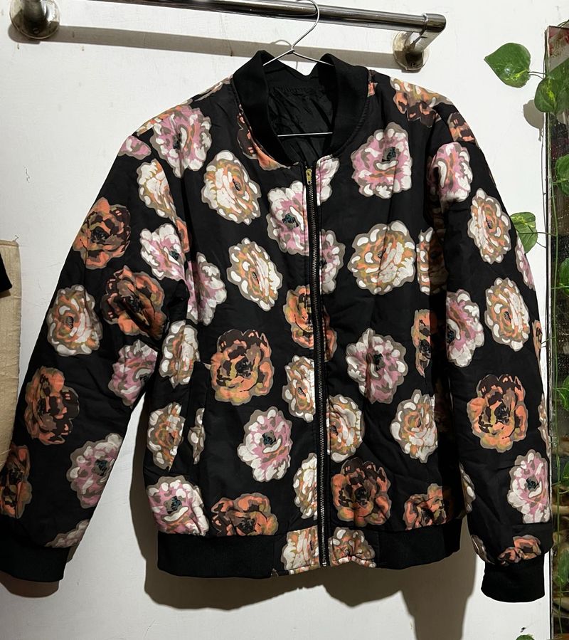 Floral Print Bomber Jacket