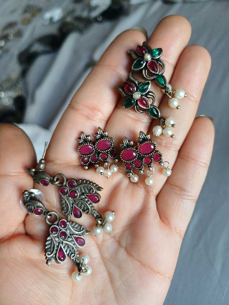 combo of 4 Oxidized Earrings