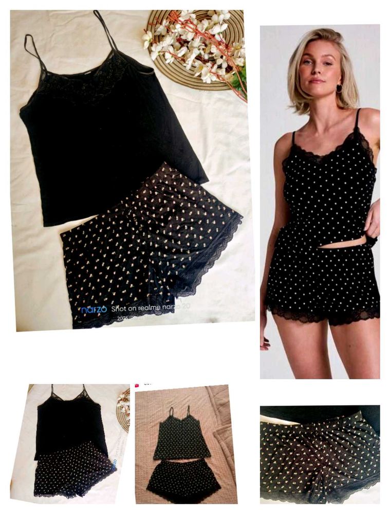 Cute Black Polka Dot Pajama Set
