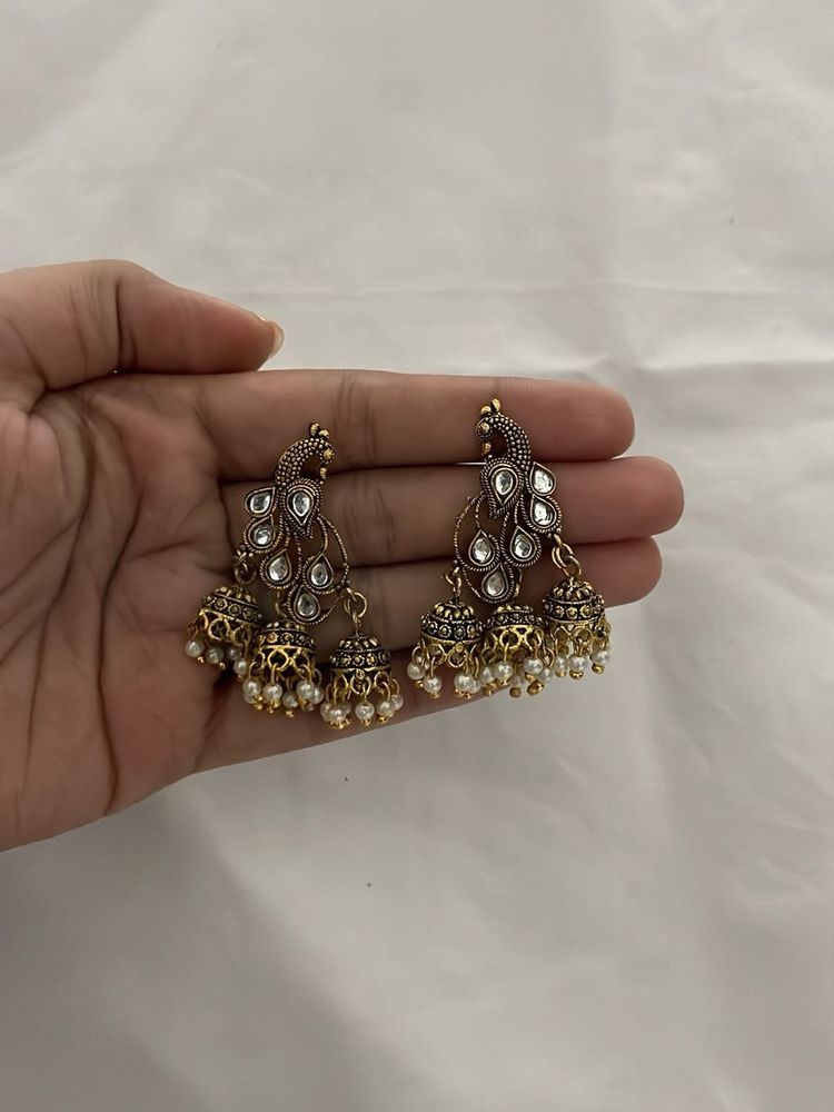 Peacock Jhumka Earrings