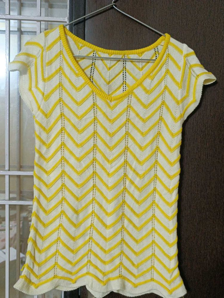 Yellow Chevron Knit Top