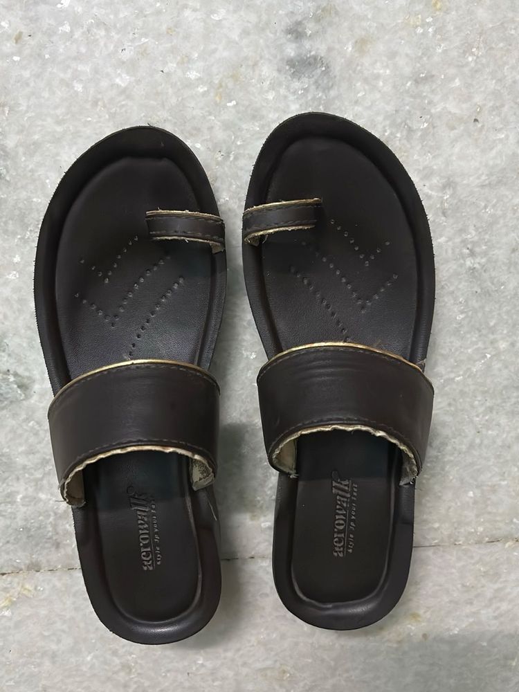 Aerowalk Brown Toe Loop Sandals