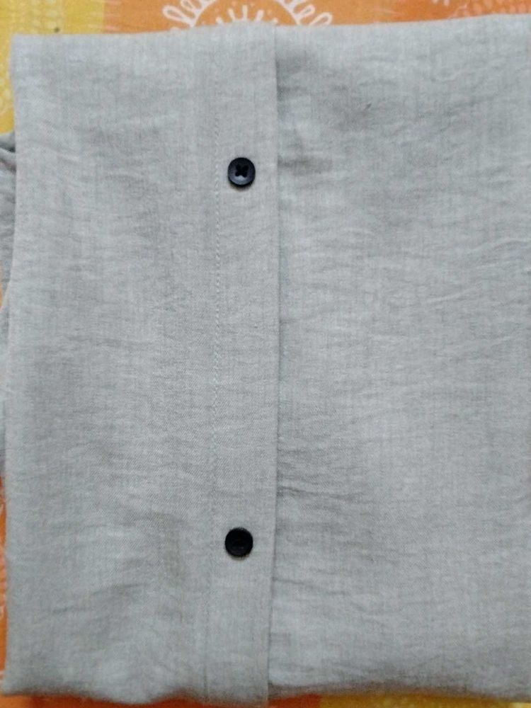 Classic Grey Button-Up Top
