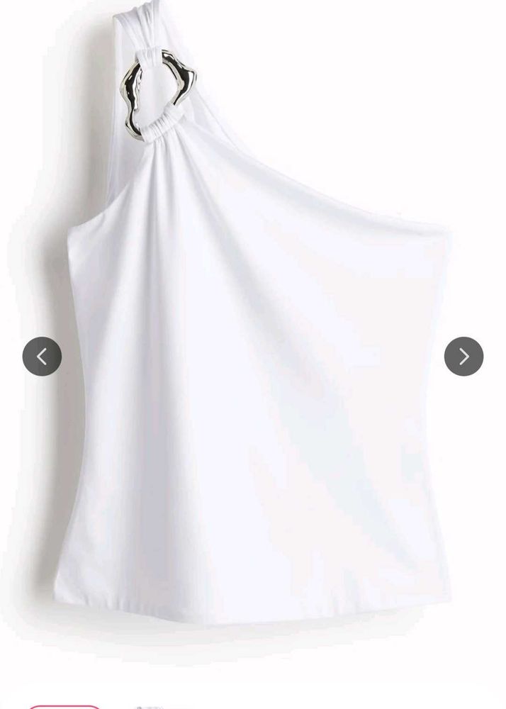 White One Shoulder Ring Detail Top