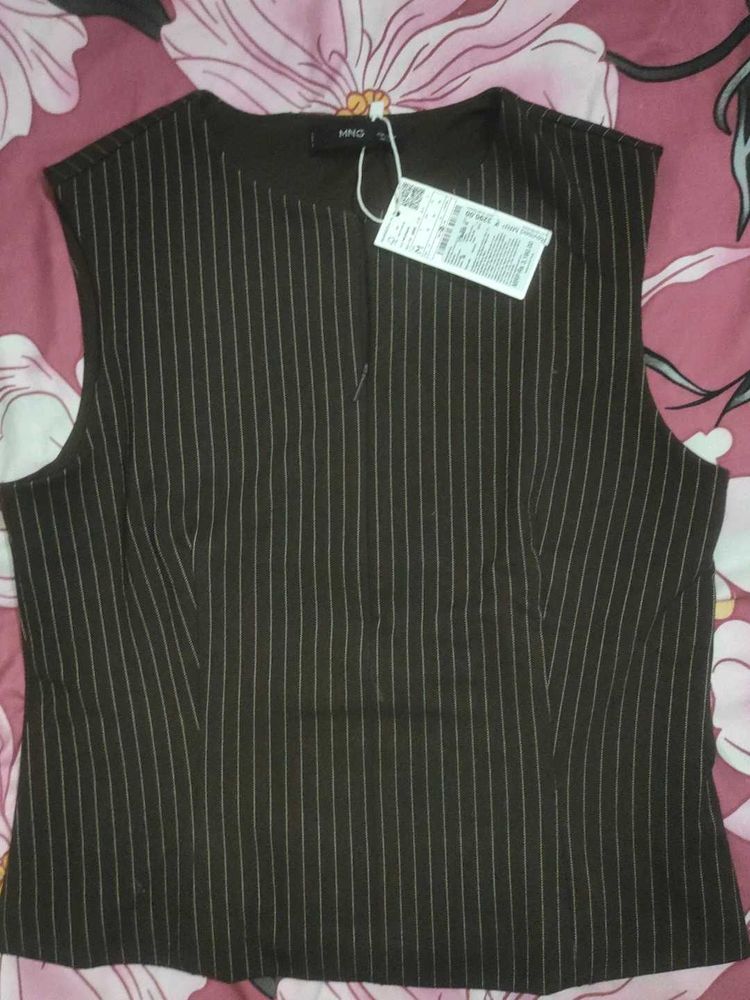 MNG Pinstripe Sleeveless Top