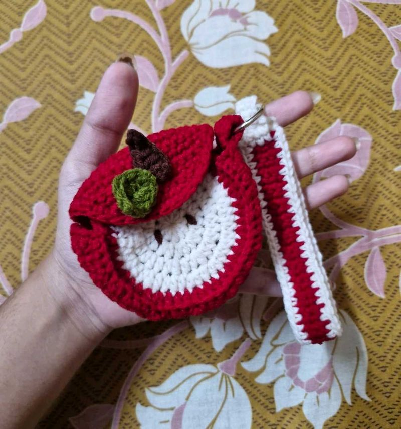 Crocheted Apple Keychain Pouch 🍎