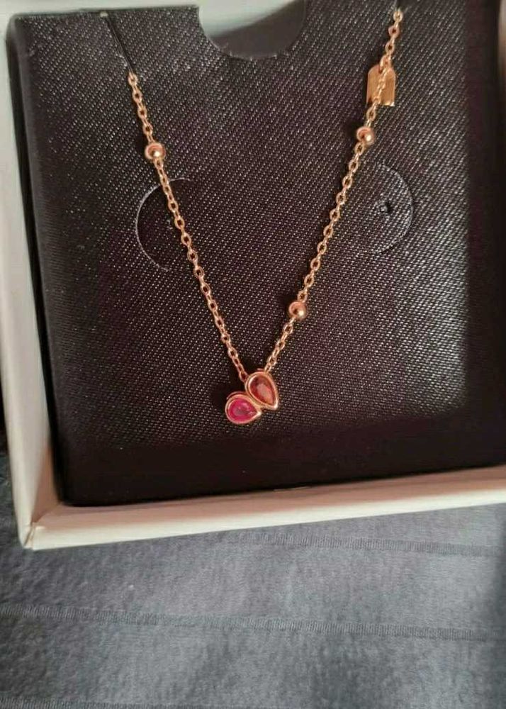 Elegant Rose Gold Necklace with Gemstones