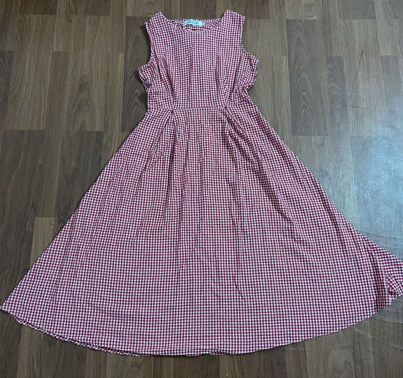 Red Gingham Fit &amp; Flare Dress