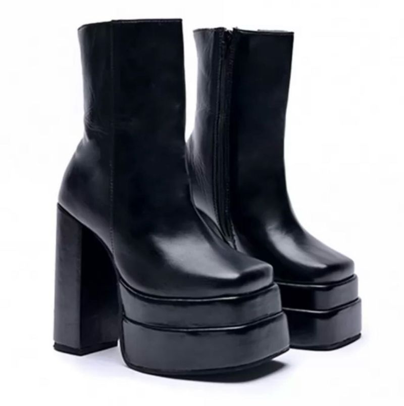 Chunky Platform Heeled Boots