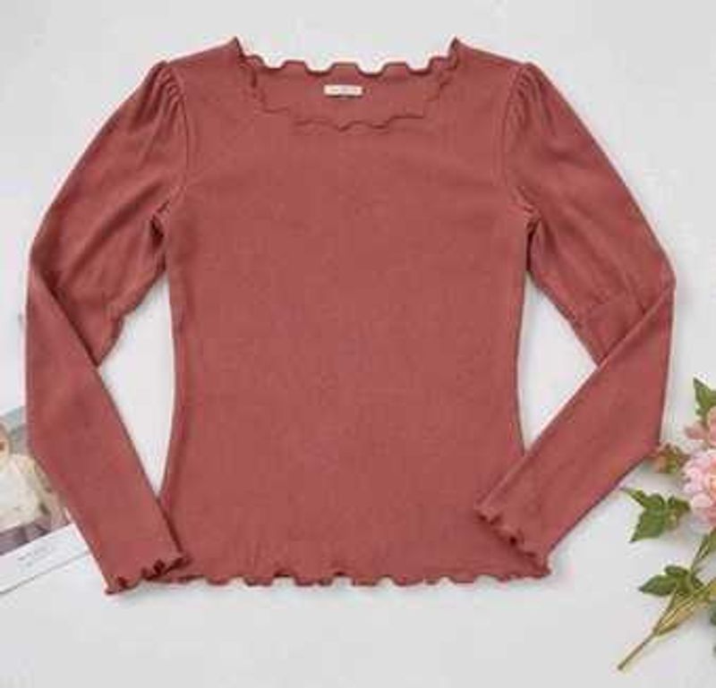 Dusty coral Lettuce Trim Top