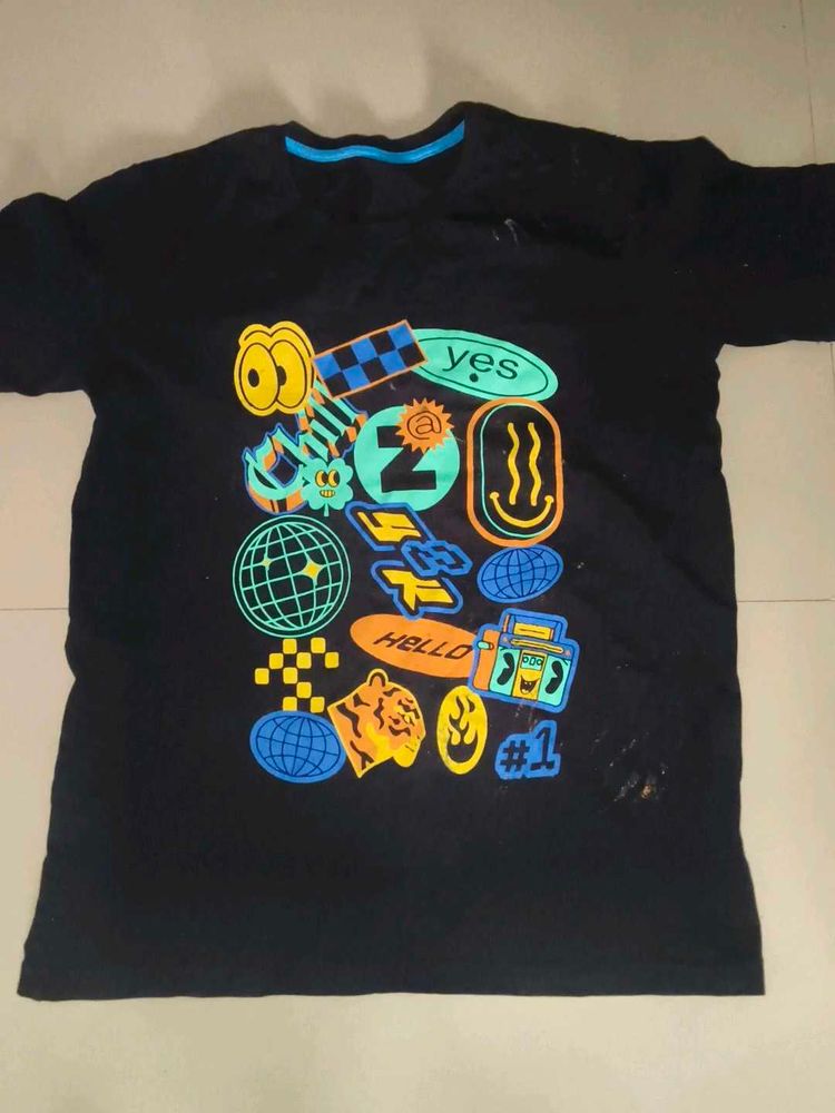 Retro Graphic Tee with Collage Design