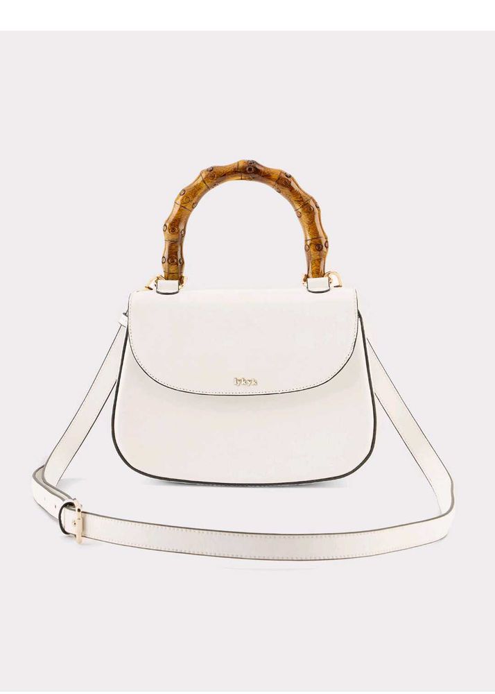 Lympk White Bamboo Handle Bag