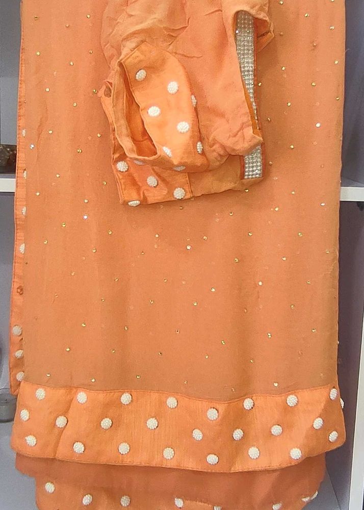 Beautiful Orange Saree Set with Blouse