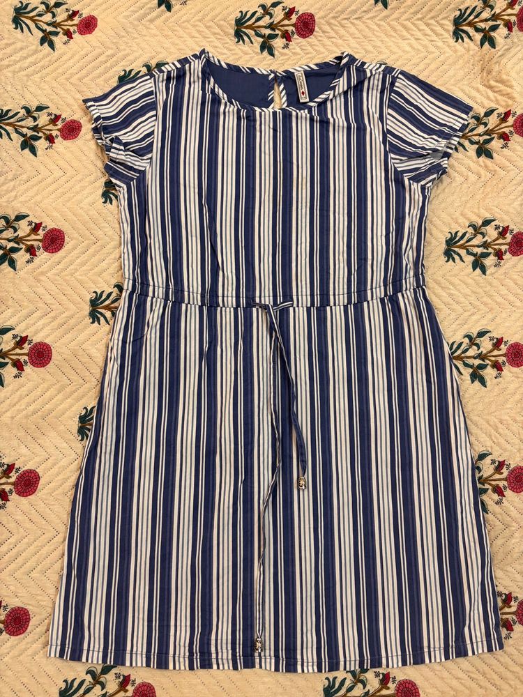 Blue Striped Short Dress